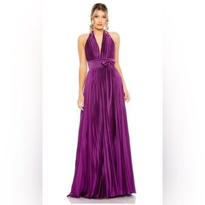 Mac Duggal Elegant Purple Halter Maxi Dress